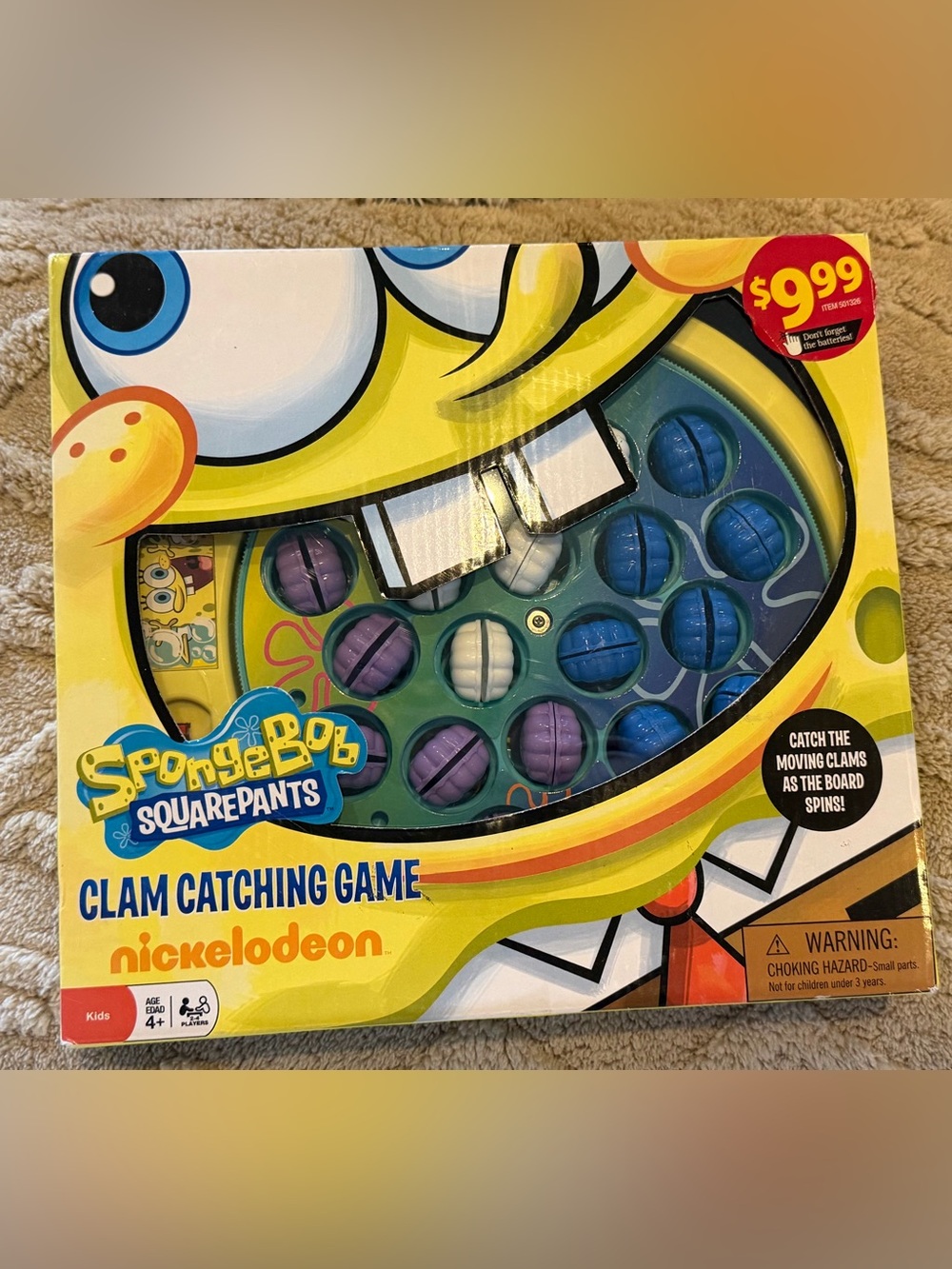 NIB Nickelodeon SpongeBob SquarePants Fish Catching Game - Blue, Purple, White